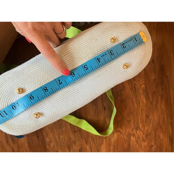 ERIC JAVITS Tote Bag Powder Blue Lime Green SPRING SUMMER PASTEL BOW - Picture 8 of 9